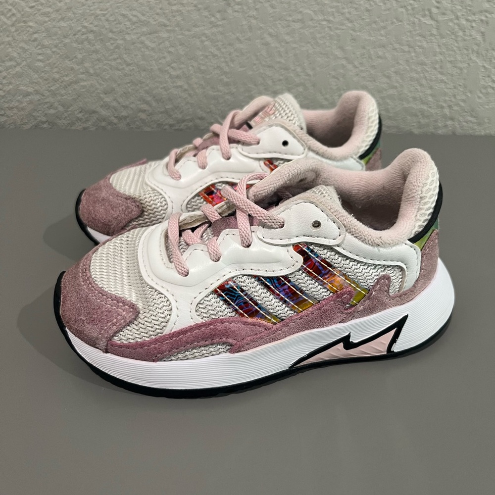 Adidas Kids' Pink and White Sneakers